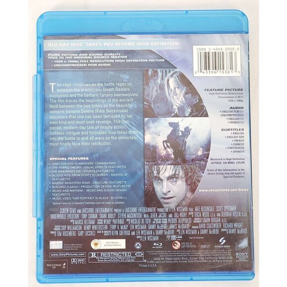 Underworld Evolution (Blu-ray, 2006) Kate Beckinsale - Action Horror Fantasy Mov - Picture 3 of 3